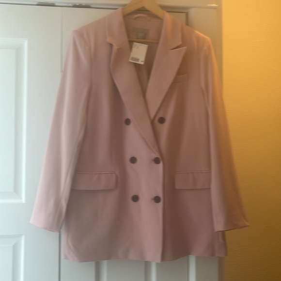 NWT H&M DUSTY ROSE BLUSH PINK BLAZER MEDIUM - Picture 2 of 6